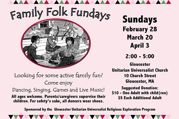 Come to Family folk Fundays at the UU Church on Middle Street in Gloucester, Massachusetts!